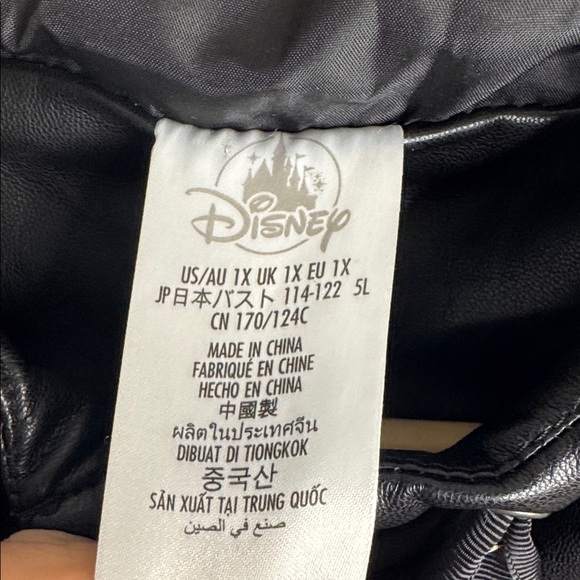 Disney Parks Walt Disney World black faux leather puffer Spirit jacket size 1X - Picture 2 of 8